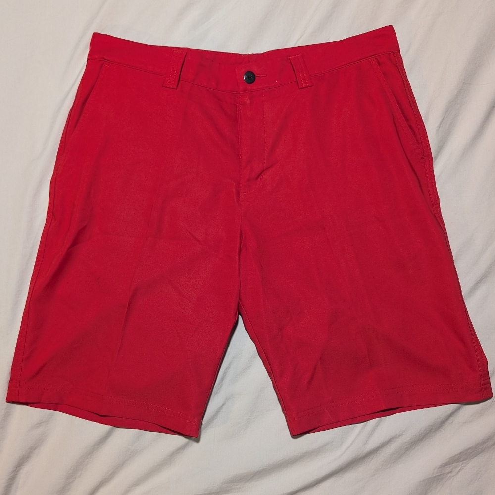 adidas Men's Bright Red Flat Front Shorts